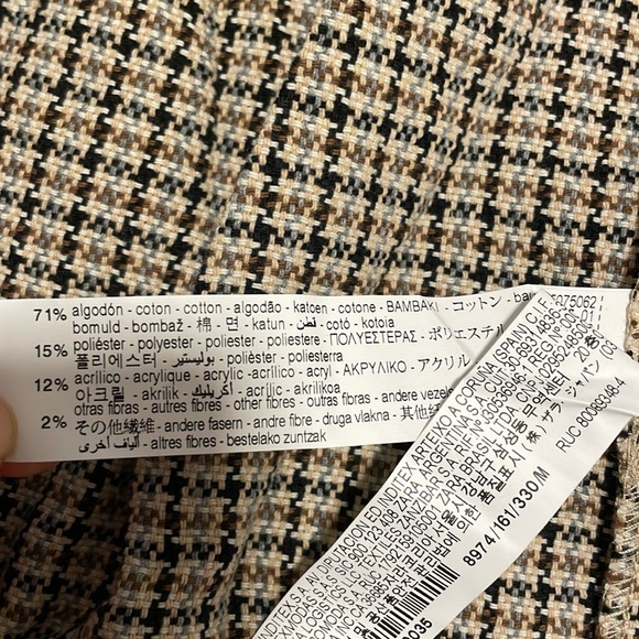 NWT cotton ZARA Plaid wrap up tweed side buttons skirt - Picture 7 of 9